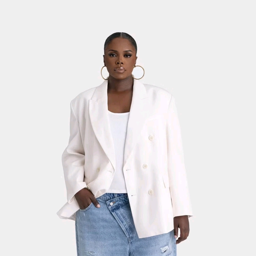 KBB by KAHLANA NWT Cream Double Breasted Blazer Size 2X